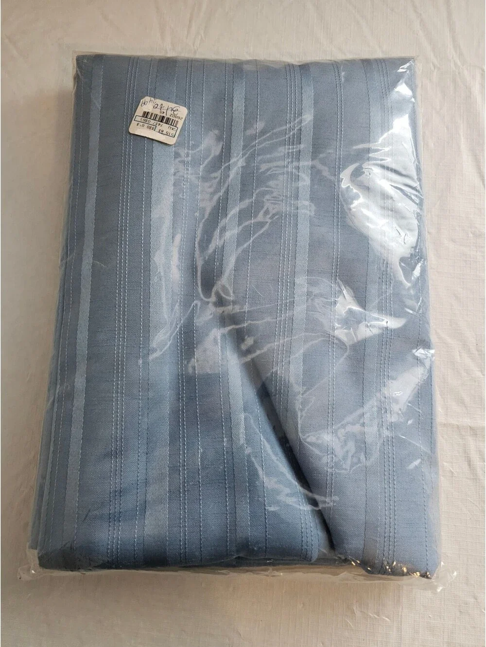Vintage 1970s Courtenay Tablecloth Linen Light Blue Tableaux
